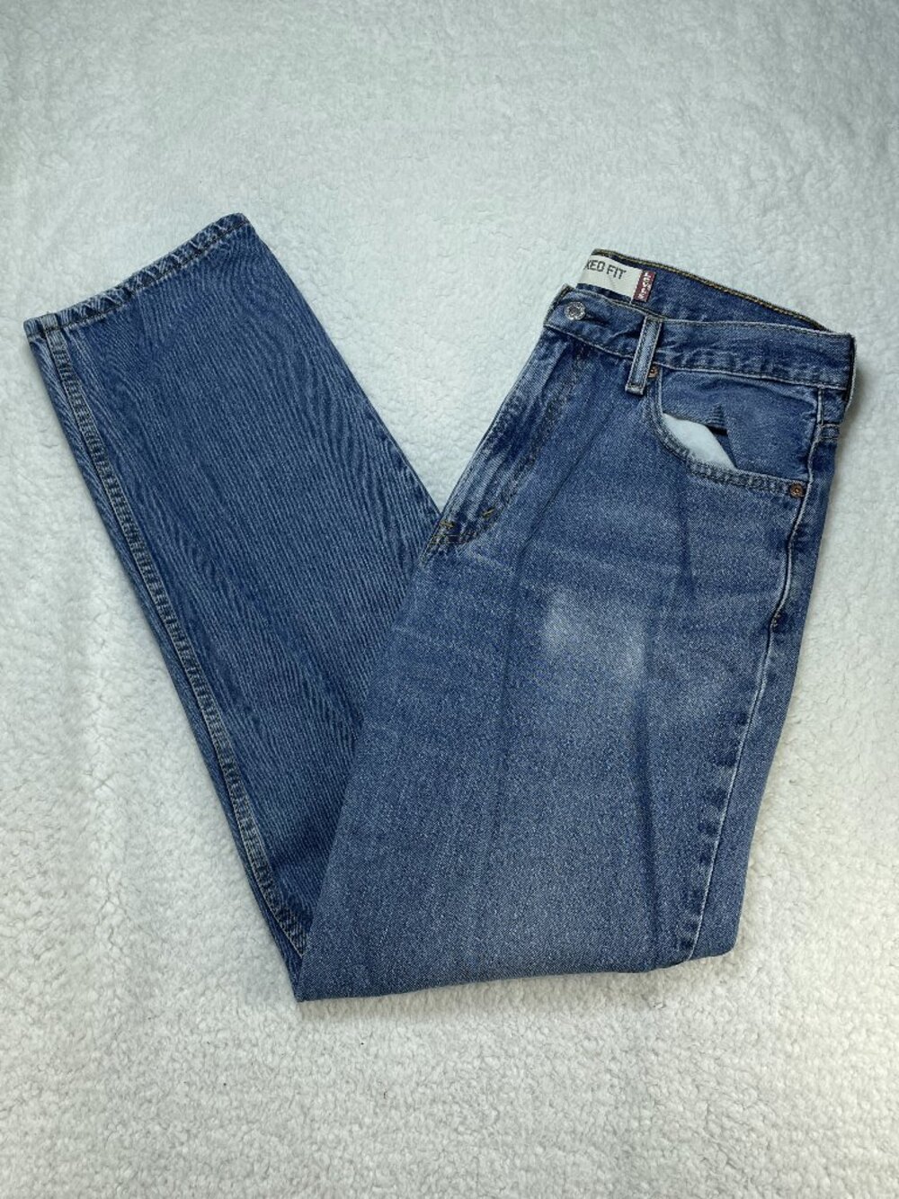 Levis Jeans Mens 34x34 Blue 550 Relaxed Fit Medium Wash High Rise Cotton Denim